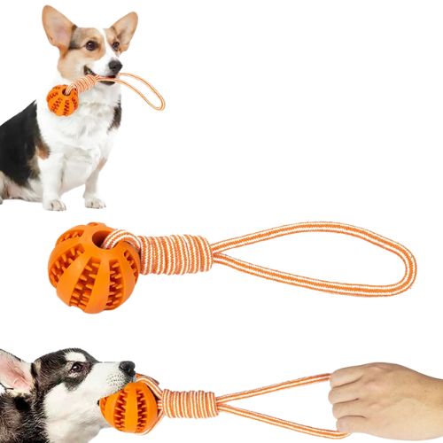 Juguete mordedor con cuerda y pelota para perros