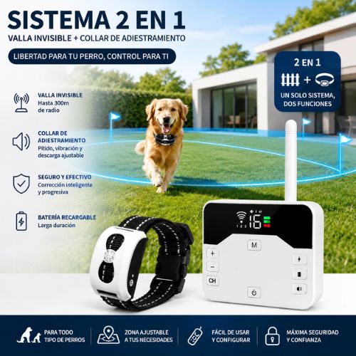 Sistema de adiestramiento y valla invisible para perros